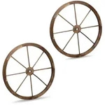 Relaxdays Wagenrad aus Holz 75cm 2er Set Braun
