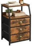 Relaxdays Kommode mit 3 Schubladen Braun,Gold,Schwarz