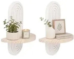 Relaxdays Wandregal Boho 2er Set Wei&szlig;,Hellbraun
