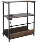 Relaxdays Beistelltisch mit Steckdose & USB Ports Dunkelbraun,Schwarz