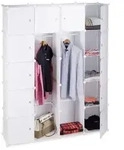 Relaxdays Kleiderschrank Stecksystem 14 F&auml;cher Wei&szlig;