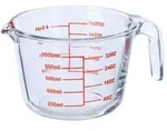 Relaxdays Messbecher Glas 1 Liter Rot,Transparent