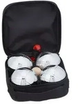 Relaxdays 4 Boule Kugeln im Set Schwarz,Silber