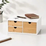 Relaxdays Schubladenbox 3 Schubladen Wei&szlig;,Hellbraun