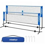 Relaxdays Badmintonnetz h&ouml;henverstellbar Blau,Schwarz