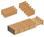 Relaxdays 13-tlg. Schubladentrenner Set aus Bambus Hellbraun,Schwarz