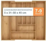 Relaxdays Ausziehbarer Besteckkasten aus Bambus Hellbraun