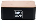 Relaxdays Brotkasten mit Bambusdeckel Retro-Design Wei&szlig;,Hellbraun,Schwarz