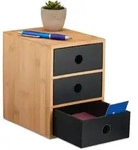 Relaxdays Schreibtisch Organizer mit 3 Schubladen Hellbraun,Schwarz