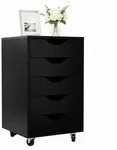 Relaxdays Rollcontainer 5 Schubladen Schwarz