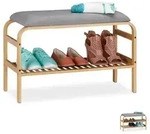 Relaxdays Schuhbank mit Sitzfl&auml;che f&uuml;r 3-6 Paar Grau,Hellbraun