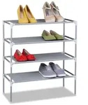 Relaxdays Schuhregal Stecksystem 4 Ebenen Grau