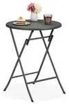 Relaxdays Runder Gartentisch in Rattan-Optik Grau
