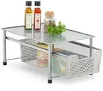 Relaxdays Schubladenregal mit Korbauszug Schwarz,Silber