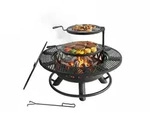 Relaxdays Feuerschale 2 verstellbare Grillroste Schwarz