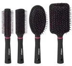 Relaxdays Haarb&uuml;rste 4er Set Pink,Schwarz