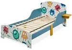 Relaxdays Kinderbett kleine Monster mit Ablage Wei&szlig;,Blau,Rot