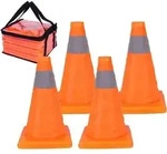 Relaxdays Faltbare Pylonen im 4er Set Orange,Silber