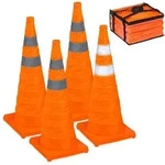 Relaxdays Faltbare Pylonen 70 cm im 4er Set Orange,Silber