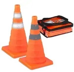 Relaxdays Faltbare Pylonen im 2er Set Orange,Silber