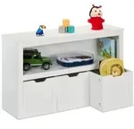 Relaxdays Kinderregal mit 3 Boxen auf Rollen Wei&szlig;