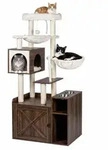 Relaxdays Kratzbaum mit Katzenklo-Schrank Braun,Creme