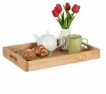 Relaxdays Serviertablett aus Walnussholz & MDF Hellbraun