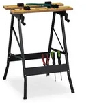 Relaxdays Klappbare Werkbank mit Spannbacken Hellbraun,Schwarz