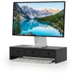 Relaxdays Monitorst&auml;nder mit 3 Schubladen Schwarz