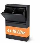 Relaxdays M&uuml;lleimer 4 F&auml;cher 4x18 l Schwarz