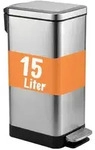 Relaxdays Eckiger M&uuml;lleimer Edelstahl Schwarz,Silber