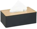 Relaxdays Schwarze T&uuml;cherbox mit Bambusdeckel Hellbraun,Schwarz