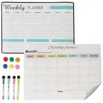 Relaxdays Whiteboard f&uuml;r K&uuml;hlschrank 2er Set Wei&szlig;,Schwarz,T&uuml;rkis