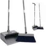 Relaxdays Besen und Kehrschaufel Set Grau,Schwarz,Silber