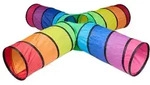 Relaxdays Bunter Spieltunnel mit 4 R&ouml;hren Blau,Gr&uuml;n,Rot