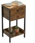 Relaxdays Beistelltisch mit Schublade & Ablage Braun,Schwarz