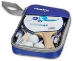 Relaxdays Tischtennis-Set 2 Sterne Wei&szlig;,Blau,Hellbraun