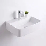Relaxdays Eckiges Waschbecken mit Hahnloch Wei&szlig;