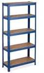 Relaxdays Blaues Schwerlastregal 875 kg Blau,Hellbraun,Schwarz