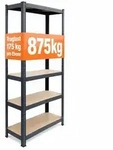 Relaxdays Schwerlastregal 5 Ebenen Metall Anthrazit,Hellbraun