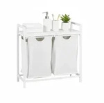 Relaxdays W&auml;schesammler 2 F&auml;cher mit Ablage Wei&szlig;,Grau