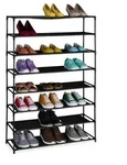 Relaxdays Schuhregal mit Stoffebenen Schwarz