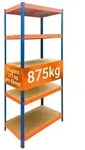 Relaxdays Schwerlastregal 5 Ebenen Metall Blau,Hellbraun,Orange
