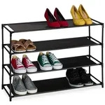 Relaxdays Schuhregal mit Stoffebenen Schwarz