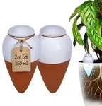 Relaxdays Tonkegel mit Deckel Set 350 ml Wei&szlig;,Hellbraun