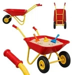 Relaxdays Schubkarre f&uuml;r Kinder 2 R&auml;der Gelb,Rot,Schwarz