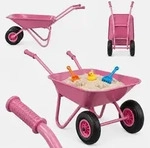 Relaxdays Schubkarre f&uuml;r Kinder 2 R&auml;der Gelb,Rosa,Schwarz