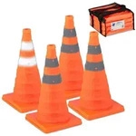 Relaxdays Faltbare Pylonen im 4er Set Orange,Silber