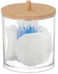Relaxdays Wattepads- und Wattest&auml;bchen-Beh&auml;lter Hellbraun,Transparent