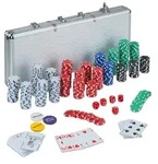 Relaxdays Pokerkoffer mit 500 Chips Silber